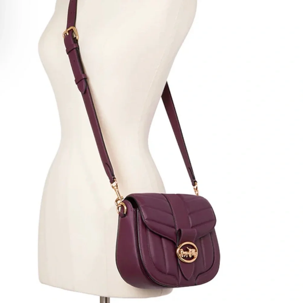 Coach C2803 Georgie Saddle Bag With Quilting Boysenberry - Picture 2 of 8